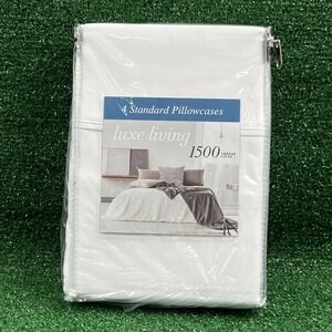 4 Luxe Living Standard Pillowcases White 1500 Thread Count New